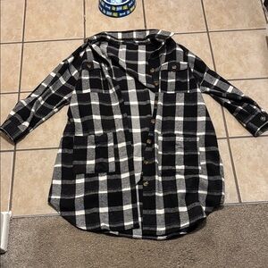 Black & White Plaid Button-Up Shacket